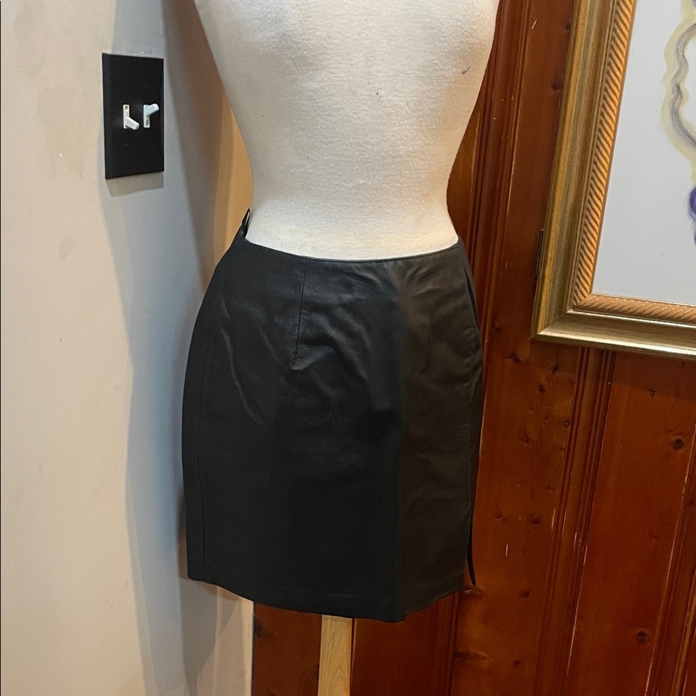 Newport News Black Leather Mini Skirt